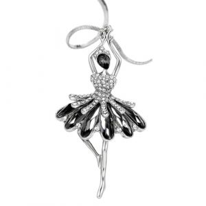 Collier avec pendentif ballerine danseuse danseuse et ballet, Collier de ballerine pour fille Gymnastique Ballerine Bijoux de danseuse Collier à pendentif, Pendentif en cristal pour femme, argent (Thuranda OÜ, neuf)