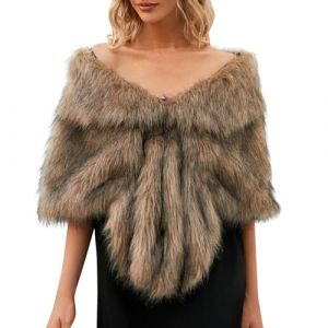 Ch&acirc;le en fausse fourrure d'hiver pour mariage, &eacute;tole de mari&eacute;e pour femmes, &eacute;tole pour demoiselles d'honneur, bol&eacute;ro, &eacute;charpe, cape de style ann&eacute;es 1920, d&eacute;guisement de Gatsby pour soir&eacute;e d'hiver (Wtinfer ⭐⭐⭐⭐⭐ 5, neuf)