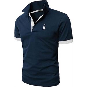 KUNJLELP Polo à Manches Courtes pour Hommes Broderie de la Girafe T-Shirt d'été Uniformes,A-Marine 4,3XL (Chuanghui-EU, neuf)