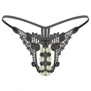 inhzoy Tangas &agrave; Perle pour Femmes Broderie sous-v&ecirc;tements Sexy Thong Ficelle Lingerie G-String Culotte de Nuit Noir E L (inhzoy eu, neuf)