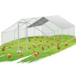 Ikodm Poulailler XXL 3 x 8 x 2 m avec serrure, enclos pour animaux, en acier galvanisé, enclos d'extérieur pour poulailler et petits animaux (GreenThumbs EU, neuf)