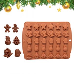 1 lot de moules à chocolat de Noël, moules en silicone pour décoration de gâteaux d'arbre de Noël, moule à cire, moule à gelée, moule à bonbons au chocolat, bac à glaçons de Noël (30 cavités) (HappinessFlag, neuf)