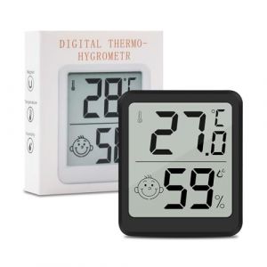 Wepai Lot Thermometre Interieur Maison, LCD Mini Digital Thermom&egrave;tre avec Hygrom&egrave;tre, Mesure de Pr&eacute;cision Murale pour Chambre B&eacute;b&eacute;, Culture et Cave, Noir (1) (BIMENGK, neuf)