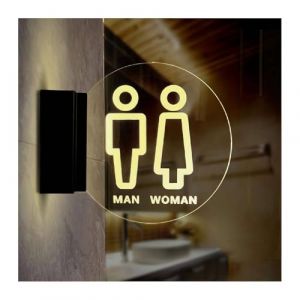 Panneau mural LED pour toilettes, 20 cm, panneau de toilette avec lumi&egrave;res LED, panneau de salle de bain, panneau lumineux pour salle de bain, panneau de toilettes pour magasin, bar, club, h&ocirc;tel (1 (yinqingbing, neuf)