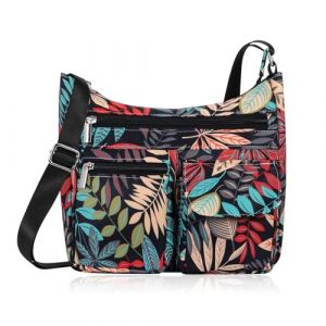 HUA ANGEL Sac Bandoulière Femme Polyester Léger Petit Sac à Main Tissu Sac Besace avec Multiples Poches Voyage Sport Shopping Travail Université (HUAANGEL, neuf)