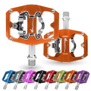 IMPALAPRO - Pédales de Vélo à Double Fonction, Pedales Plates VTT et Pedale VTT Automatique Compatibles avec Le Pedale VTT Shimano SPD - Pedales MTB avec Cales SPD 9/16'' (Orange) (IMPALAPRO, neuf)
