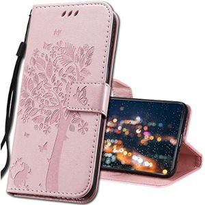 IMIRST Coque pour Xiaomi Redmi 9A Rabat &Eacute;tui, Xiaomi Redmi 9A Protection Housse en Cuir PU, Coques Portefeuille pour Xiaomi Redmi 9A Smartphone. KT1 Wish Tree Pink (MRSTER, neuf)
