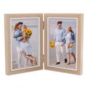 alwaiiz Cadre photo double pliable 10 x 15 cm, Cadre photo &agrave; ouverture avec panneau transparent, charni&egrave;res pour cadre photo pliable pour les anniversaires, les mariages et la d&eacute;coration de bureau (Alwaiiz EUdirect, neuf)