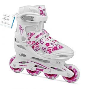 Roces Compy 8.0 Girl Patins en Ligne pour Fille, Taille R&eacute;glable, Patins &agrave; roulettes, Enfant, Blanc et Violette, 34-37 (TradeINN, neuf)
