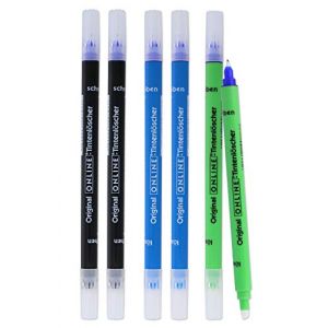 Online Lot de Effaceurs Réécriveurs | 6x effaceurs d'encre pour effacer et réécrire | en 3 couleurs, 2x bleu, 2x vert, 2x noir | élimination et correction de l'encre bleue | couleur d'écriture bleue (Online Schreibgeräte, neuf)