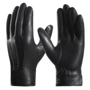 Harssidanzar Gants pour hommes en cuirs doubl&eacute;s de Cachemire Gants en cuir homme GMEU006,Noir,Taille XXL (Harssidanzar Store, neuf)