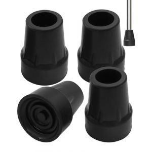 HUVZOR Embouts De Cannes, Lot De 4 Embout Bequille Antid&eacute;rapants Embouts En Caoutchouc, Embout Canne De Marche Remplacement Pour La Marche, Canne, B&eacute;quille (Noir) (Volumetech OU, neuf)
