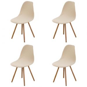 Housse de Chaise Scandinaves Lot de 4, Extensible Housse de Chaise de Salle à Manger, Polaire Beige Universelle Couverture de Chaise sans Accoudoirs pour Décoration de Salon Cuisine Maison (Highdi, neuf)