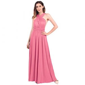 Odizli Robe de soirée pour femme, longue, sexy, festive, dos nu, portefeuille, à bandes multidirectionnelles, robe de demoiselle d'honneur, de fête, de bal, vieux rose, XS (Odizli store, neuf)