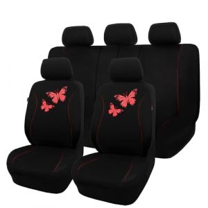 Flying Banner Housse de siège Auto en Maille Respirante, Motif Papillon coloré, Compatible avec Les airbags (Ensemble Complet, Noir) (Flying Banner EU, neuf)