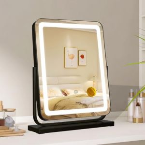 MantoLite Miroir Lumineux Miroir sur Pied Lumineux LED Miroir de Maquillage avec 3 Niveaux d'Éclairage Rotation à 360° et Luminosité Réglable pour Coiffeuse Salle de Bain Chambre et Hôtels (Mantolux, neuf)