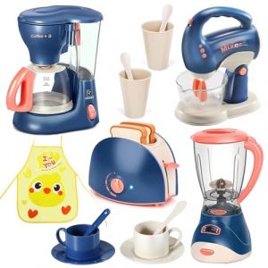 Kit Cuisine Enfant avec cafetiere Enfant, Machine à Pain, Tablier Cuisine, Table mixage et Accessoires – Jouet Cadeau 3 Ans Fille garçon (ANBY TOYS, neuf)