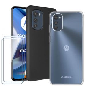 Xiangyun Coque pour Motorola Moto E32s 1 X Cover Transparent + 1 X Noir Étui + 2 X Film de Verre Trempé Protection écran- Silicone Bumper Gel TPU Souple Housse Etui Protection Case (6.5") (ZeMin, neuf)