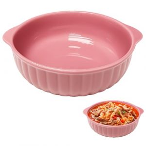 Forme &agrave; gratin ronde en c&eacute;ramique, plat &agrave; lasagnes pour friteuse &agrave; air chaud 19 x 16,5 x 5,5 cm, formes &agrave; gratin, forme &agrave; gratin &agrave; &eacute;mail lisse, pour lasagnes, frites, soupe (rose clair) (lovehomevp, neuf)