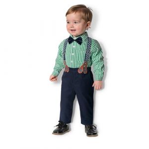 Yilaku B&eacute;b&eacute; Gar&ccedil;on Costume Enfant Enfant Gar&ccedil;on V&ecirc;tements Ensemble Mariage Costume Formel avec Chemise Noeud Papillon + Jarretelle Pantalon 9-12 mois Vert (Yilaku FR Store, neuf)