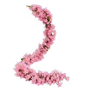 JUSTOYOU 2 Pcs 5.7FT Artificielle Sakura Fleurs De Cerisier Fleurs Suspendues Vigne Faux Sakura Guirlande Faux Oriental Guirlande Guirlande Maison Garden Party De Mariage Décor（Rose） (CHICFLOWER, neuf)