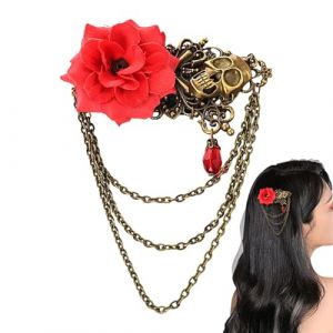 Pinces &agrave; cheveux Steampunk, &Eacute;pingle &agrave; cheveux Steampunk | &Eacute;pingle &agrave; cheveux vintage pour femme avec cr&acirc;ne rose,Pince &agrave; cheveux squelette en forme de rose &agrave; porter les jours, soirs, rendez-vous, f (linyuny, neuf)