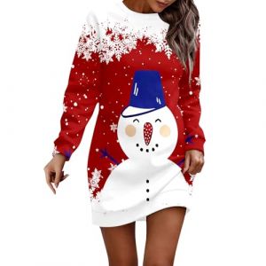 WVONIF Robe pour No&euml;l Femme Imprim&eacute; Verre &agrave; Vin Robe de Soiree Noel Robes Pull Sexy Chic Hiver Chaud en Tricot Mode Pullover Manches Longues Robes D&eacute;guisement Adulte P&egrave;re Noel (b-Red, L) (BAULMD（90% Big Promotion Without Discount Code ）, neuf)