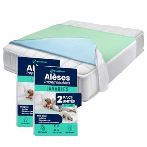 BESTZINGS Al&egrave;se Lit Adulte B&eacute;b&eacute; Protection Matelas Imperm&eacute;able Lavable Pipi Stop Tapis &agrave; Langer Jetable Al&egrave;se avec ailettes Protection Lit Absorbante 140x90 Pack 2 (MULTITIENDA SAN ROQUE SL, neuf)