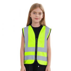 Oyolan Gilet de S&eacute;curit&eacute; pour Enfant Gilet Haute Visibilit&eacute; R&eacute;fl&eacute;chissant sans Manches Gilet V&eacute;lo Sport Travail 3-12 Ans A Jaune Fluo 3-4 Ans (Oyolan EU, neuf)
