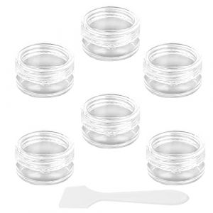 Petit Pots Vide Cosmétiques 5ml Contenants Cosmétiques Transparentavec Mini Spatule, 6 Pièces Pots D'échantillons de Voyage, Petite Pots Ronds Clairs Vides pour Lotion/Crème (Hiamaseller, neuf)