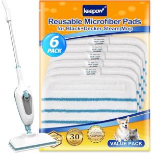 KEEPOW Lavette pour Black et Decker Balai Nettoyeur Vapeur, Compatible avec Black Decker Steam Mop FSM1630S/FSMP20, Lot de 6 (KEEPOW EU, neuf)