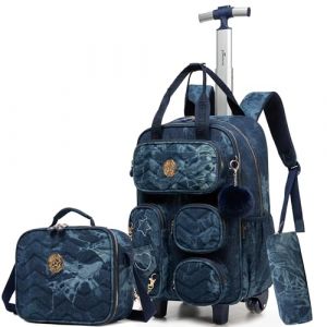 HTgroce Cartable a Roulette Fille, Cartables Scolaire Trolley Bag Sac à Dos avec roulettes Cartable Ensemble de Sac de Voyage pour L'école (Lldaily EUR, neuf)