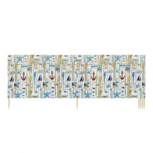 Ladeheid Paravent de Plage avec Poteau en Bois Accessoire Pratique de Plage LAEX001 (Impression Multiple, 6 m) (Hisert, neuf)