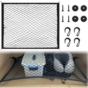 UIEXAY Filet De Rangement Coffre De Voiture Avec 4 Crochets Solides, Filet Coffre Voiture, Filet Voiture Pour Chien Coffre De Rangement Camping Car, 80&times;60Cm Peut &Ecirc;tre &Eacute;tendu Jusqu'&Agrave; 160&times;110Cm (Behaodian Store, neuf)