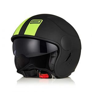 ORIGINE Casque de Moto Jet Ouvert avec Pare-Soleil Boucle à dégagement Rapide homologué ECE (Basic Fluo Yellow Black,XL) (H&H Sports Protection srl, neuf)