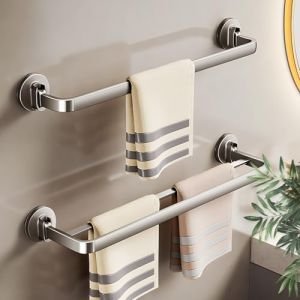 YXCKUS Porte Serviette Salle De Bain, Ventouse Mural, Support Serviette sans Per&ccedil;age, Aluminium, Gris, 1 Pole 30cm/11.81in (YXCKUS, neuf)