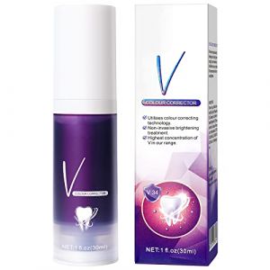 FRDUGA Dentifrice blanchissant violet V-34, dentifrice pour dents blanches, dentifrice violet pour dents jaunes (ST-1 pièce) (yantaishuofeng, neuf)