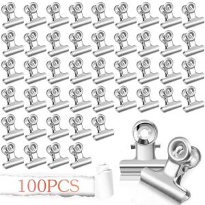 100 Pi&egrave;ces Pince Bulldog, 22mm Bulldog Clips M&eacute;tal Bureau Binder Clips Mini Pinces &agrave; Photo Pinces &agrave; Papier, pour Photos, Fournitures de Bureau &agrave; Domicile (Argent 100) (XINGHUIJIA, neuf)