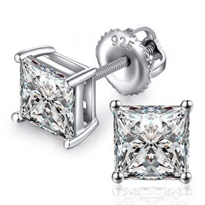 Boucle D'oreille Homme Boucle D Oreille Hommes Diamant Pour Femmes Hommes Boucles D'oreilles Diamant Carr&eacute; Clous D'oreille Or Blanc &agrave; Vis (jiamiaoi, neuf)