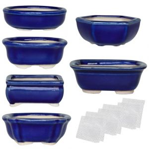 Happy Bonsai Lot de 6 mini pots émaillés + 6 grilles de drainage en maille souple (kilofly shop, neuf)