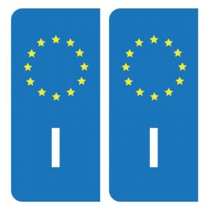 HADEXIA Autocollants Stickers Plaque immatriculation I Italie Union Européenne Europe EU Bleu (Digital Sticker, neuf)