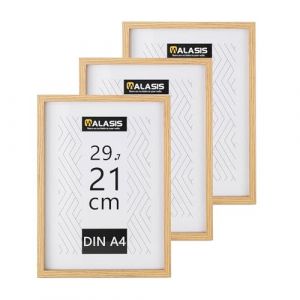 Walasis Cadre a4 bois naturel - Lot de 3 cadre photo a4 pour certificats ou photos (Naturel, A4) (Décounion, neuf)