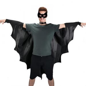 Proumhang Ailes de Chauve-Souris Cape Noir avec Masque de Chauve-Souris Adulte Unisexe Déguisement Vampire Costume Halloween (labellevie_NO1, neuf)