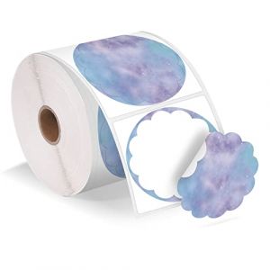 Phomemo Étiquettes thermiques ondulées de 2", autocollants autocollants de fleurs autocollants autocollants pour carte de remerciement, logo, nom, prix, 500 étiquettes, dégradé bleu-violet (label-online, neuf)