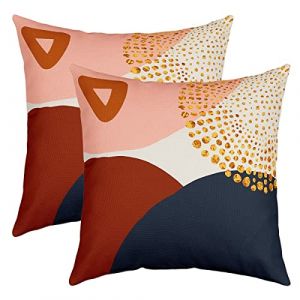 G&eacute;om&eacute;trique Lot De 2 Taie d'oreiller 55x55cm Modern R&eacute;sum&eacute; Art Housse Coussin Pour Maison Le Salon D&eacute;cor Taie Oreiller R&eacute;versible La marine Bleu Burnt Orange Triangle D&eacute;cor Housse de Coussin (Bofanshangmao, neuf)