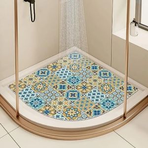 EUPXRHY Tapis AntidéRapant pour Douche, Tapis de Douche Angle, Tapis de Bain Angle avec Trou de Drainage, Tapis pour Douche ou Baignoire,D,70x70cm (HUAIYINGS US, neuf)