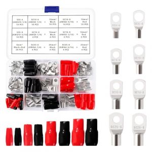 YIXISI 112 Pièces M6/M8 Cosses Tubulaires Kit, Cosses de Embouts de Câble de Batterie, avec Manchons Isolants, pour Câble Électrique, Argent (YXS-DE, neuf)