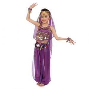 Générique Robe Danse Orientale Enfant Costume Danse Bollywood Fille Belly Dance Indienne 2 pcs 3-10 Ans (Miuiakoal, neuf)