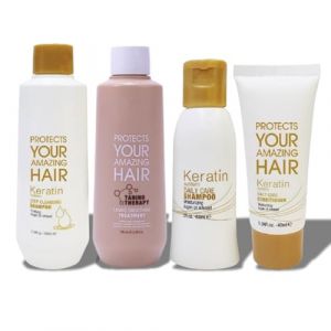 Kit Lissage Indien & Br&eacute;silien Sans Formol | Au Tanin & K&eacute;ratine | Lissage Cheveux Professionnel Longue Dur&eacute;e (Zhonya, neuf)