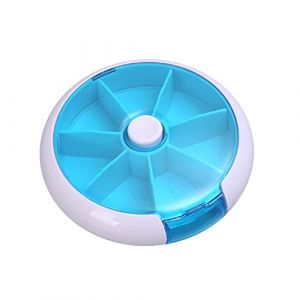 Pilulier Semainier Francais Matin et Soir, Pilulier Rond 7 Jours 7 Compartiments Pillbox Multicolores Pilulier Hebdomadaire, Voyage Bo&icirc;te &agrave; Pilules Organisateur M&eacute;dicament Bo&icirc;te de Stockage (Qpolly, neuf)